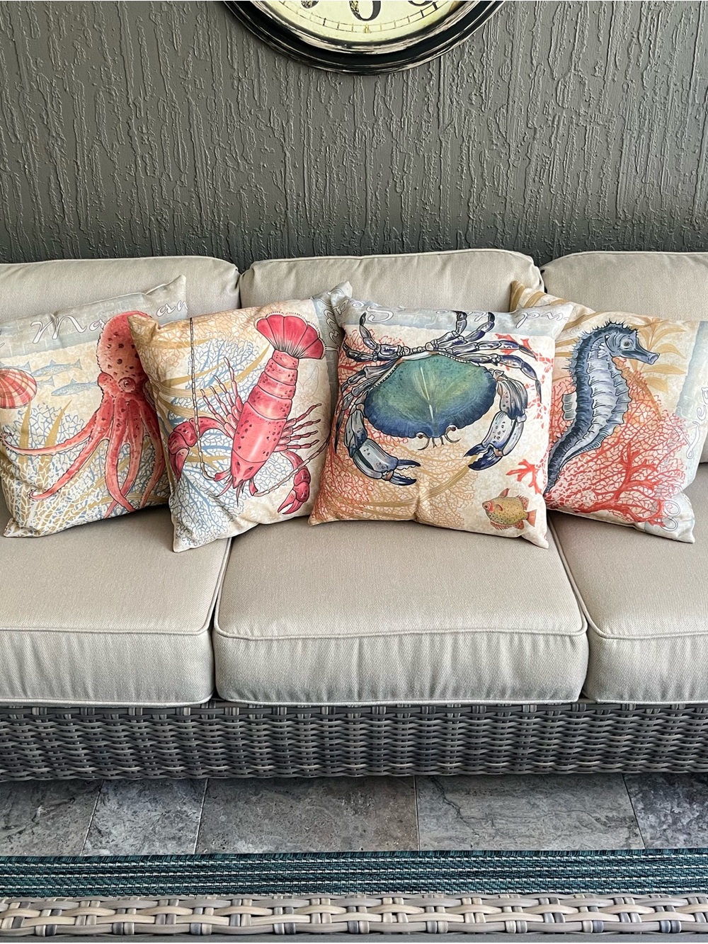Coastal Decor 18x18 outdoor pillows set of 4